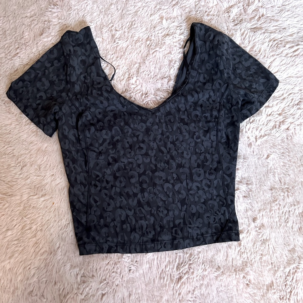lululemon athletica Black Leopard Patterned Crop Top